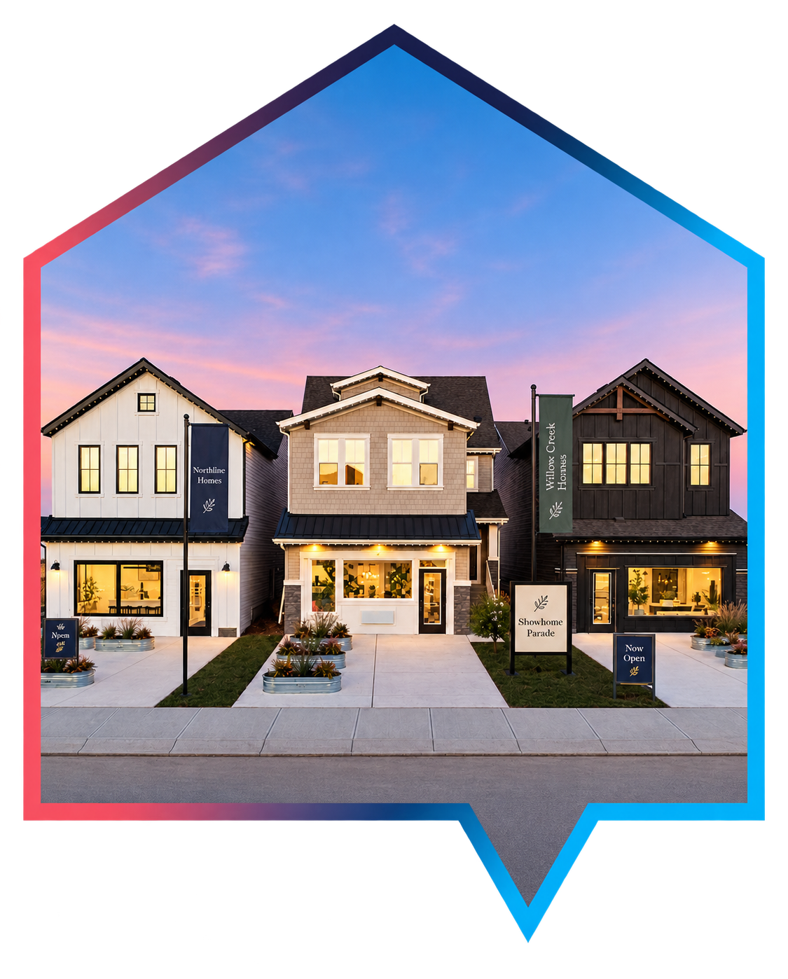 Showhome parade at dusk